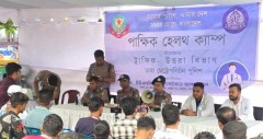 উত্তরায় পরিবহন শ্রমিকদের জন্য পুলিশের বিনামূল্যের স্বাস্থ্যসেবা কার্যক্রম