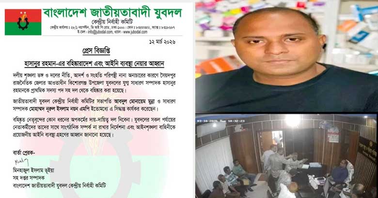 টেন্ডার না পেয়ে স্বাস্থ্য কর্মকর্তাকে হুমকি, যুবদল নেতা বহিষ্কার